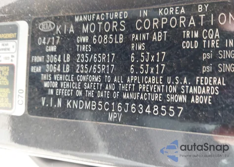 2018 Kia Sedona Lx from USA, damaged, VIN KNDMB5C16J6348557